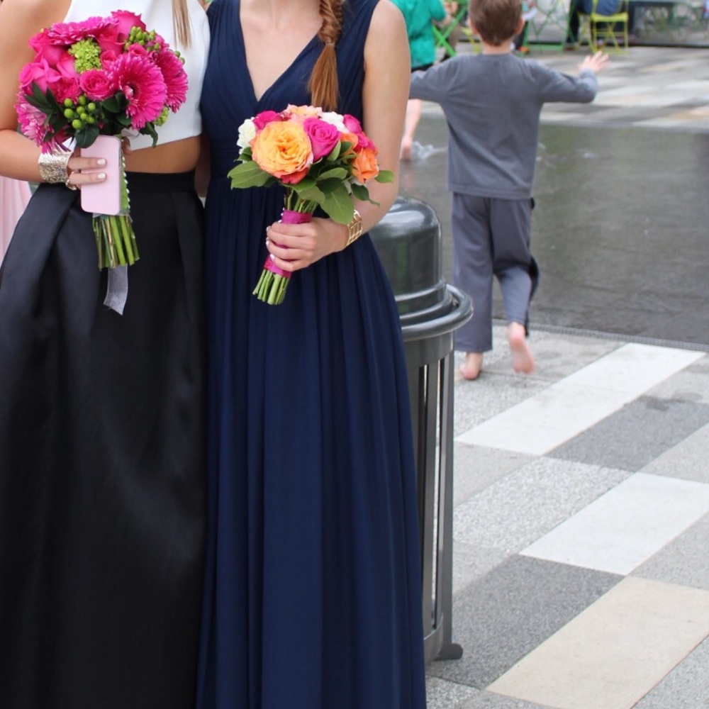 Navy V neck gown